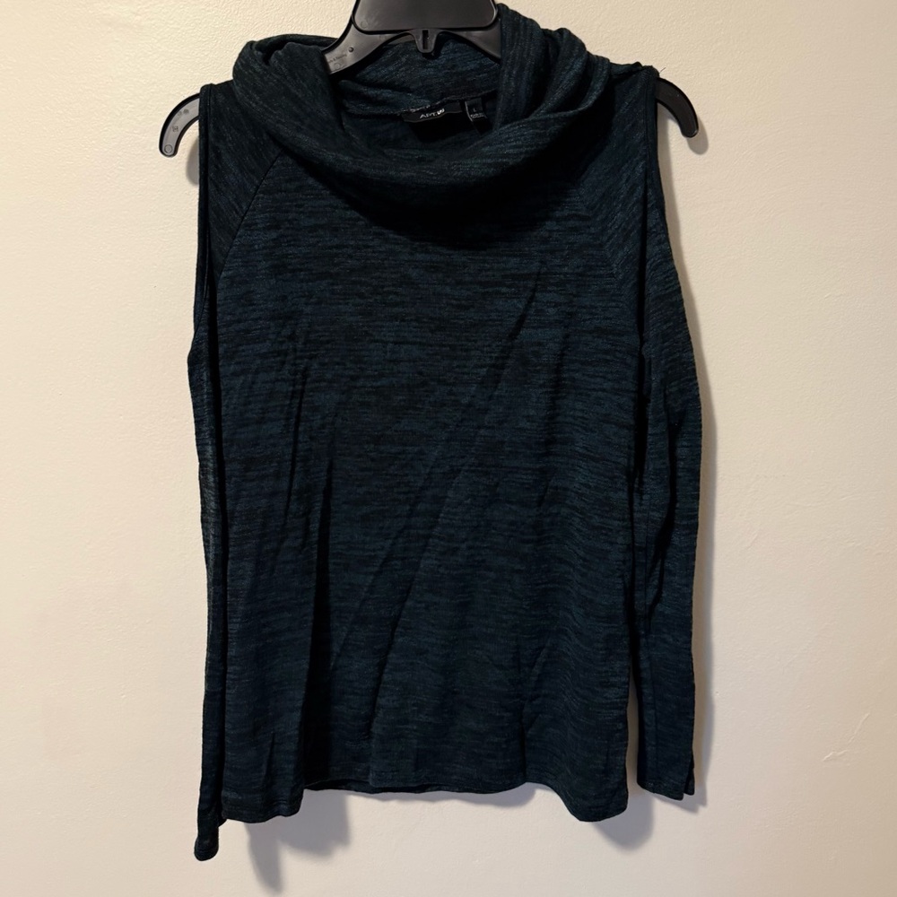 Apt 9 Green Black Open Cold Shoulder Cowl Neck Sweater Large GUC
